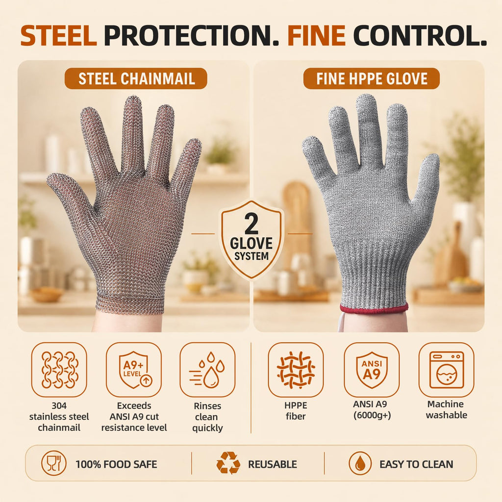 Steel. Fine. No Cuts. Food Grade Cut Resistant Glove (Small)