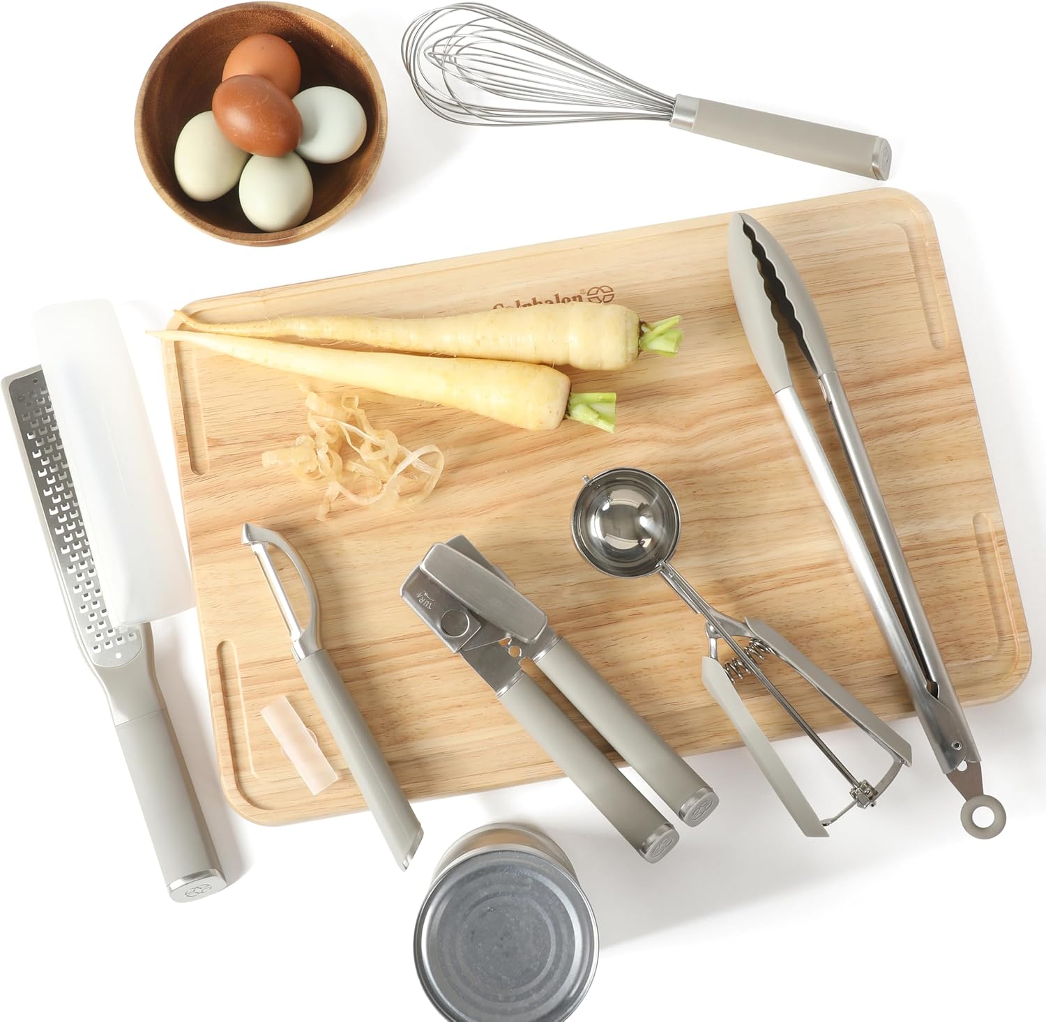 Edge 6-Piece Stainless Steel Kitchen Tool & Gadget Set, Kitchen Utensil Set with Silicone Accent, Can opener