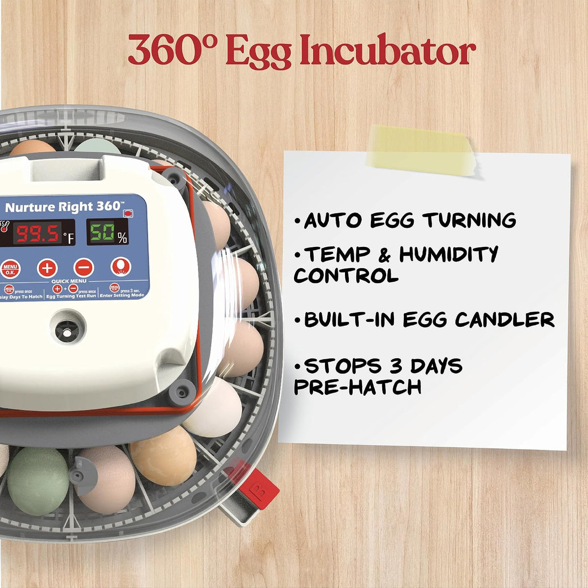 Nurture Right Egg Incubator with Auto Turner, Holds 22 Eggs