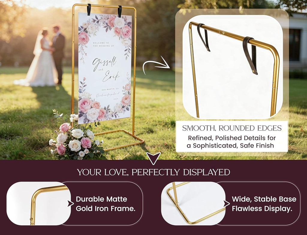 Adjustable wedding welcome sign stand - Customizable design bundle for linen sign stand - wedding sign holder