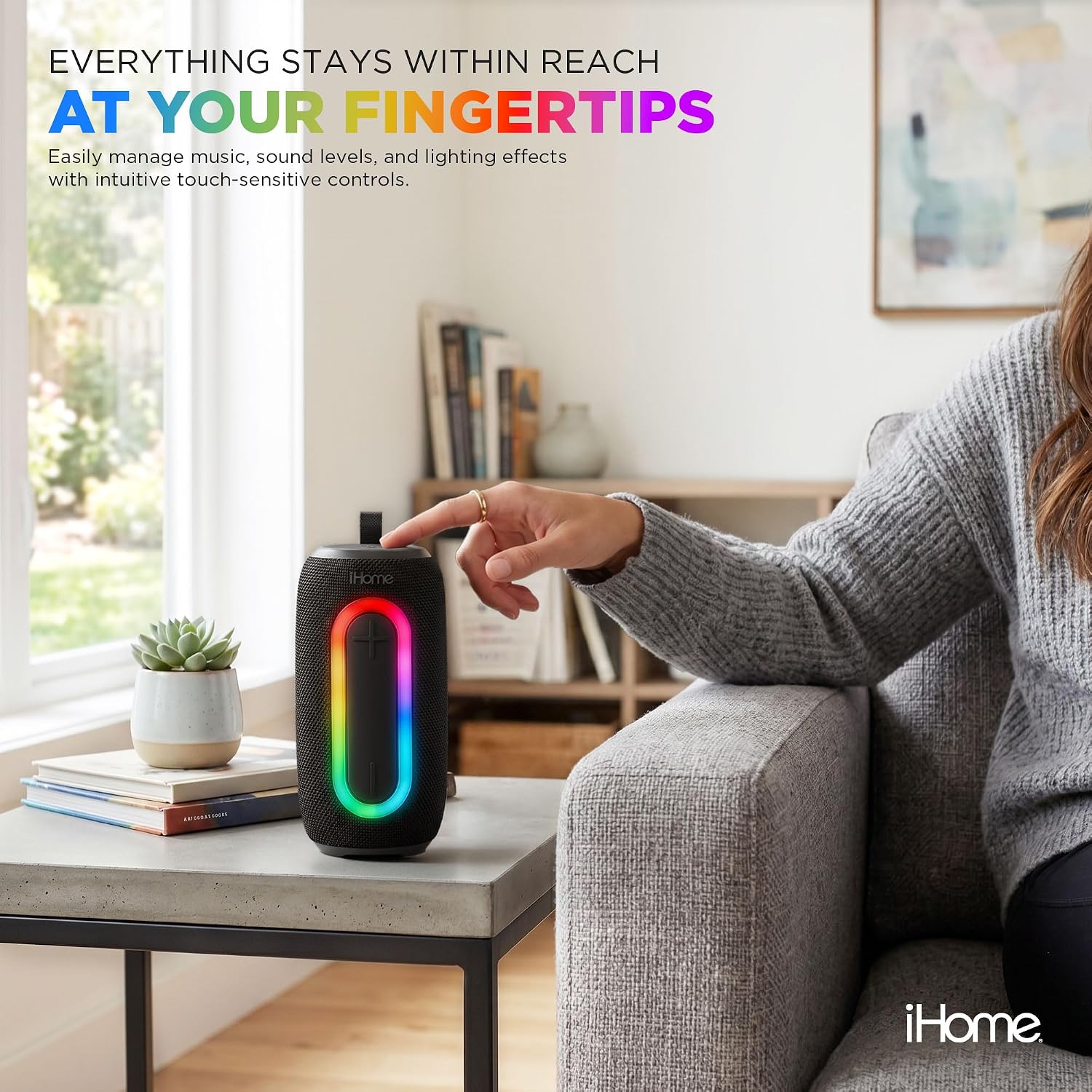 Quest Pro Wireless Portable Speaker, Bluetooth 5.3, RGB Color-Changing Lights, Water Resistant, Rechargeable Battery