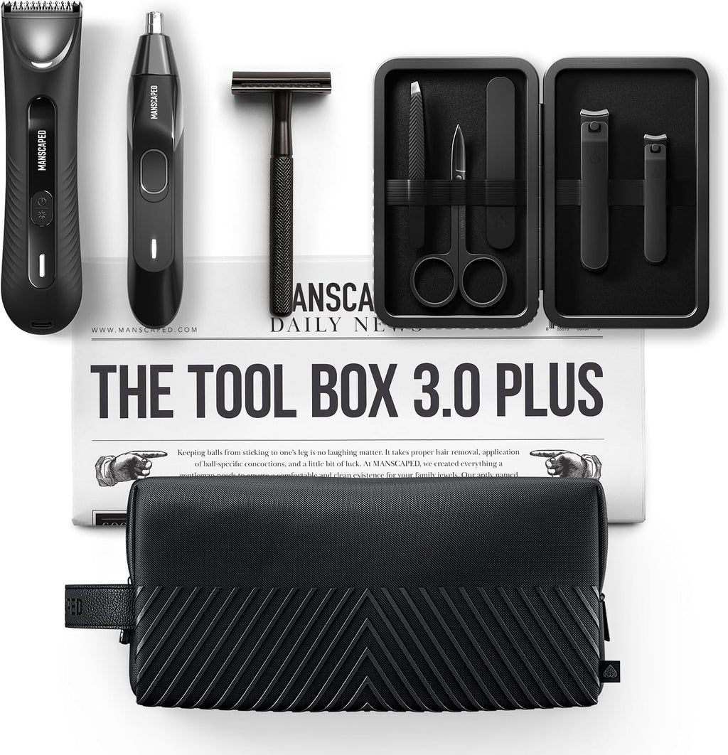 Tool Box 3.0 Plus with: The Lawn Mower 3.0 Plus Groin Hair Groomer, Weed Whacker 2.0 Nose Hair Trimmer, The Plow 2.0