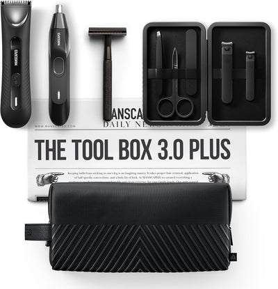 Tool Box 3.0 Plus with: The Lawn Mower 3.0 Plus Groin Hair Groomer, Weed Whacker 2.0 Nose Hair Trimmer, The Plow 2.0