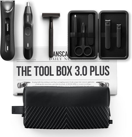Tool Box 3.0 Plus with: The Lawn Mower 3.0 Plus Groin Hair Groomer, Weed Whacker 2.0 Nose Hair Trimmer, The Plow 2.0