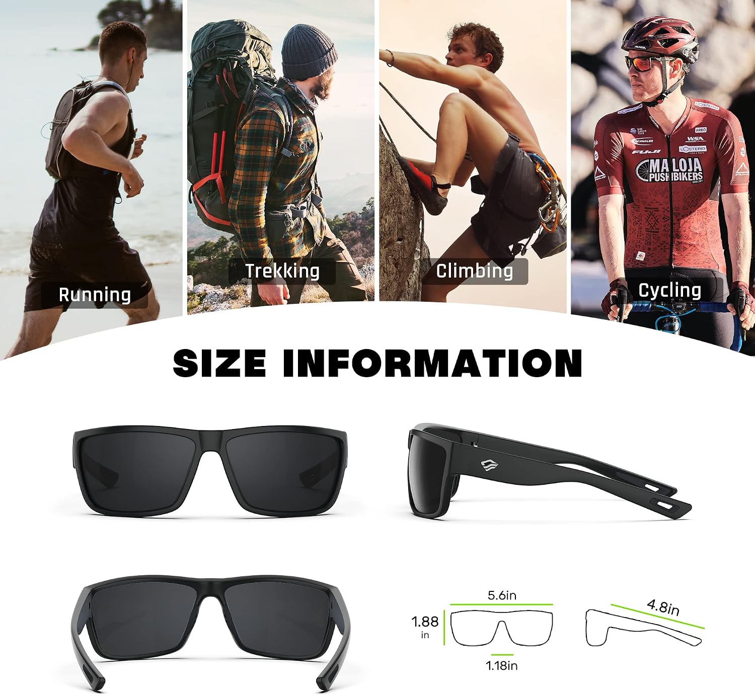 Polarized Sports Sunglasses for Men and Women Cycling Running Golf Fishing Sunglasses TR26
