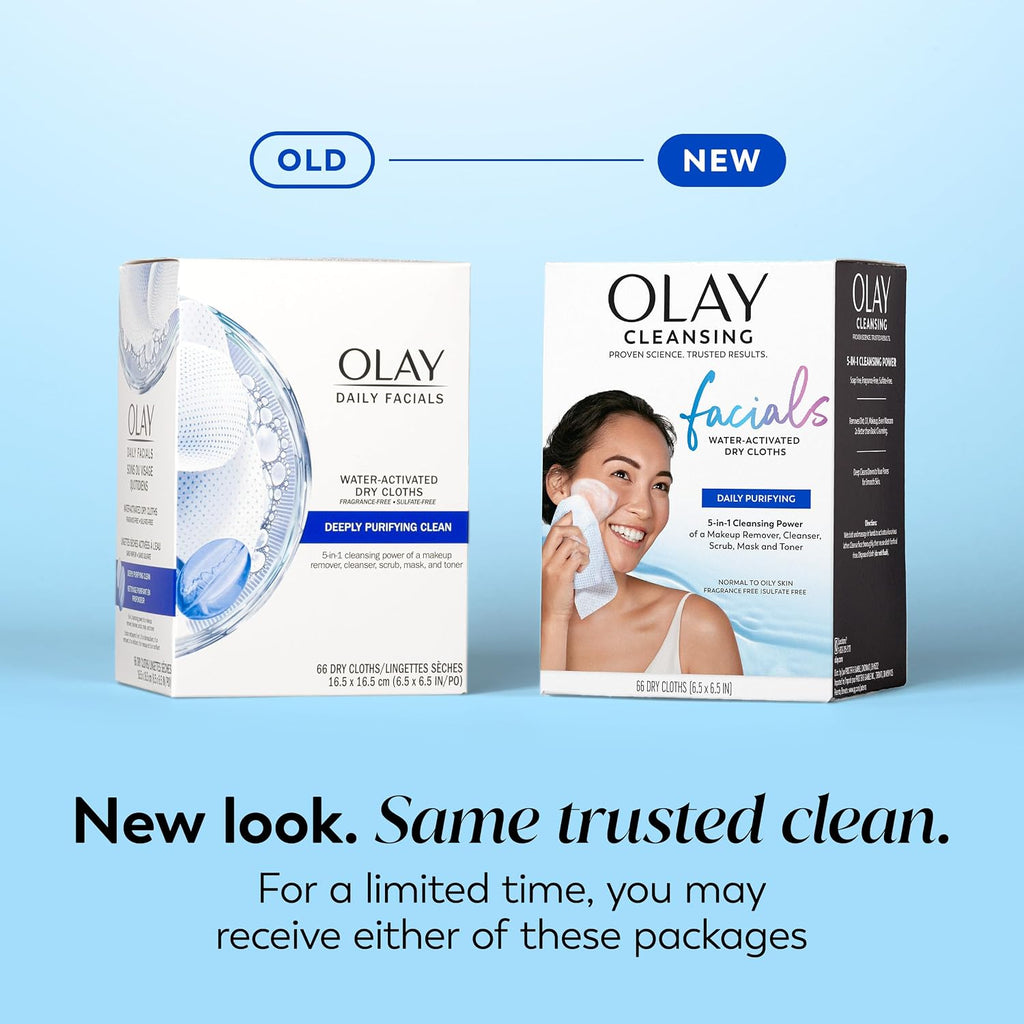 Makeup Remover Wipes, Daily Facials Deep Clean Face Cleanser for Normal to Oily Skin, Alcohol & Fragrance Free, Soft