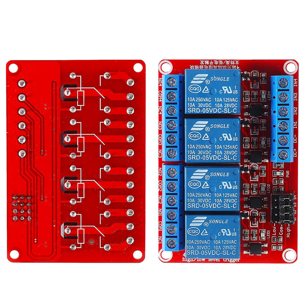 4 Channel 5V Relay Module with Optocoupler High/Low Trigger for Raspberry Pi Arduino
