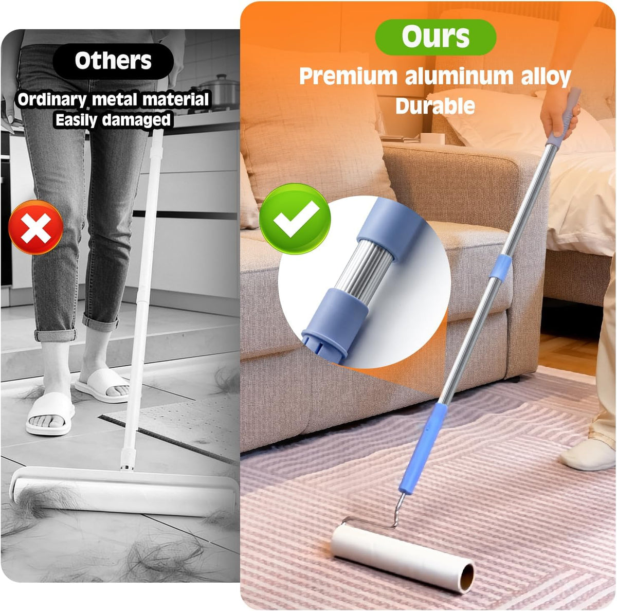 Lint Roller for Pet Hair Extra Sticky,10 Years Lifespan,9.45''/6.3" Pet Hair Removal Tool Roller for Pet Dog Cat Hair