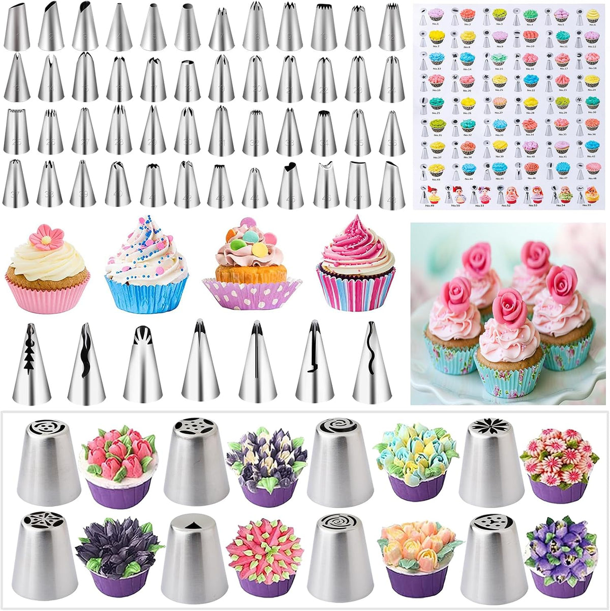 Cake Decorating Supplies Kit Tools 356pcs, Baking Accessories with Cake Turntable, Pastry Piping Bag, Piping Icing