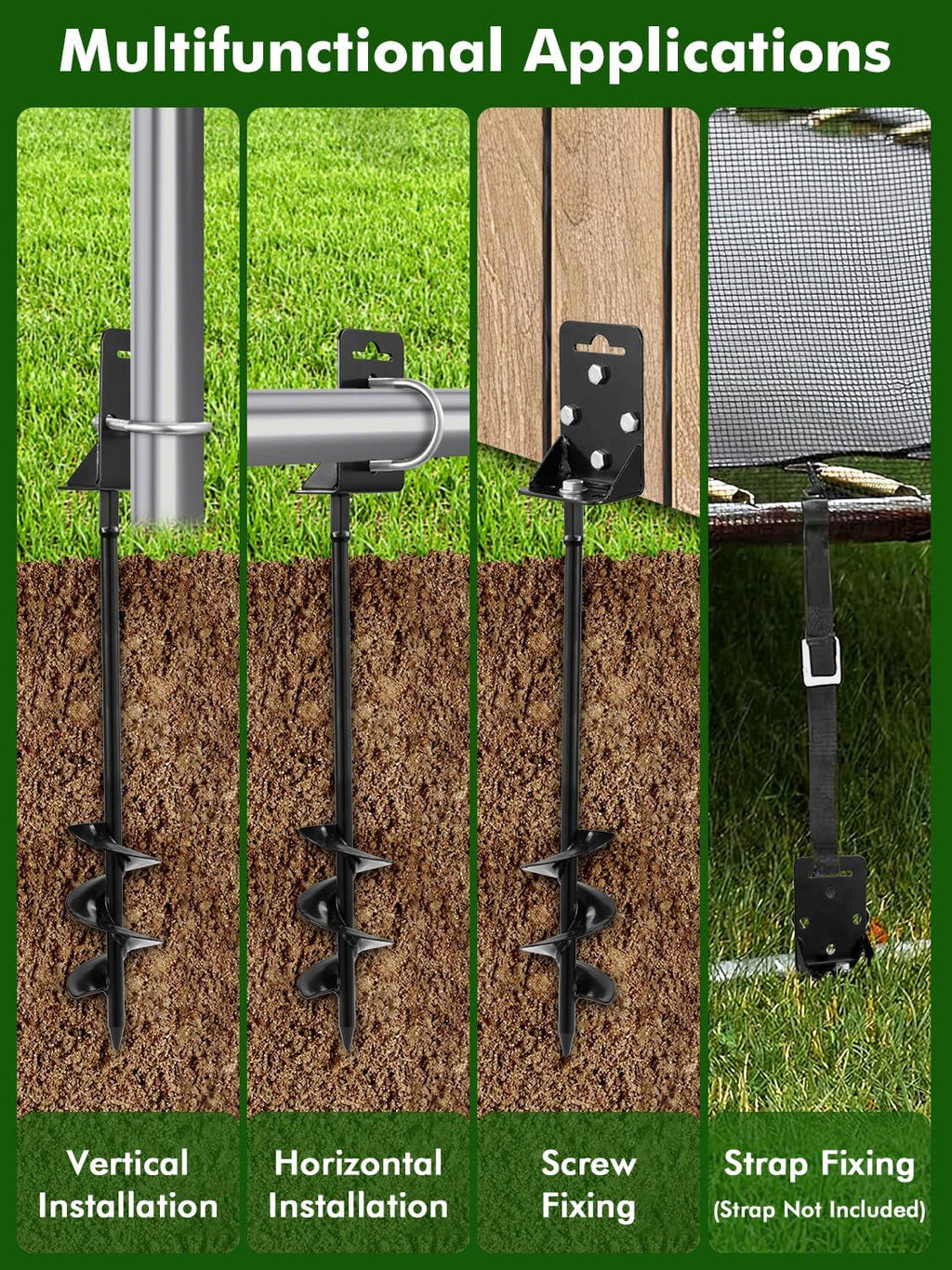 Ground Anchors Screw in,28" Set of 4 Mobile Home Anchors,Storage Shed Anchor Kit with Drill Bit,Ground Anchors Heavy