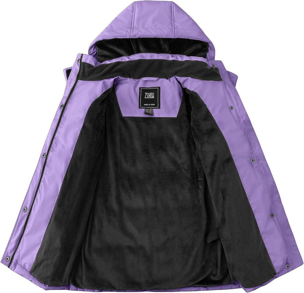 Girl's Long Winter Coat Hooded Puffer Jacket Waterproof Warm Parka | Windproof Removable Hood, Fleece Lined, 5000mm