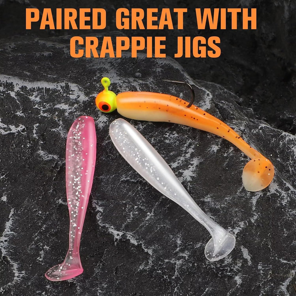 Crappie Lures Kit Soft Plastic Baits Paddle Tail Swimbaits Fishing Soft Plastic Lures Crappie Walleye Trout Bass