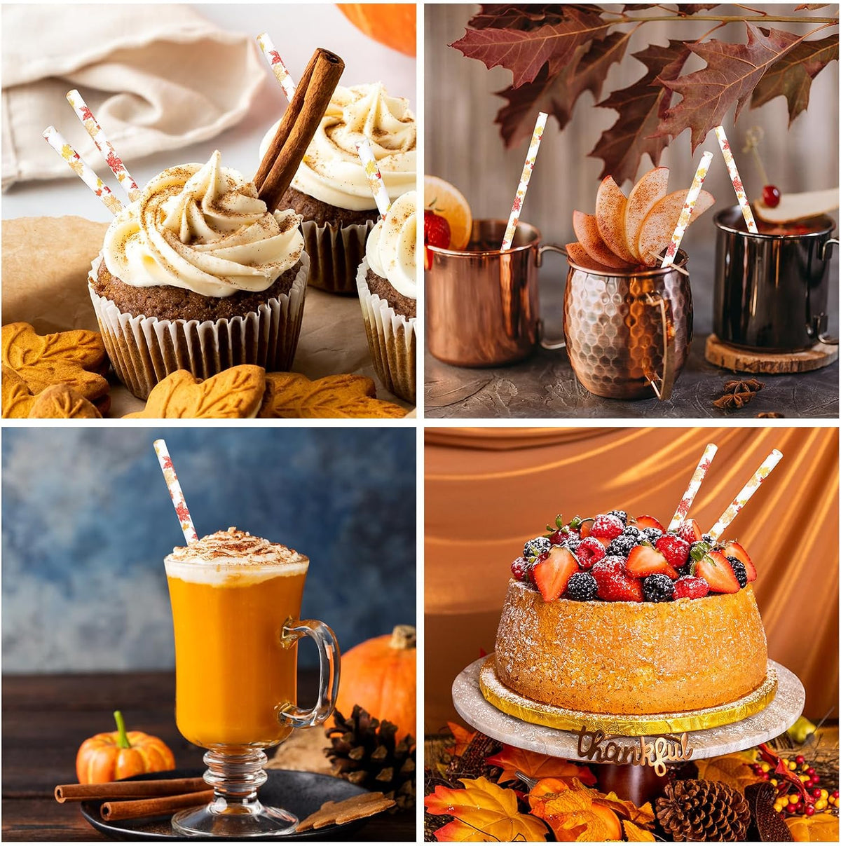 200Pcs Fall Thanksgiving Paper Straws Maple Leaf Disposable Straws Orange Yellow Maple Drinking Straws Autumn