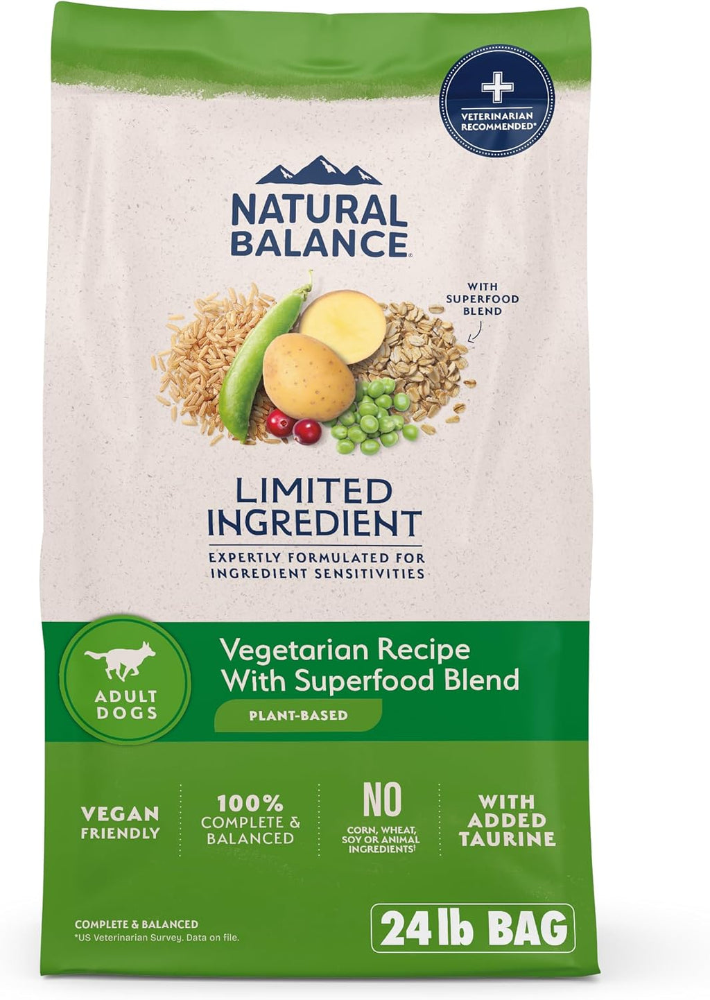 Limited Ingredient Dog Food, Vegetarian, 24 lb