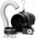 Air Filtration Kit, 6" 260 CFM Inline Duct Fan with E12 Speed Controller, 6.6 Ft Ducting & Rubber Coupler