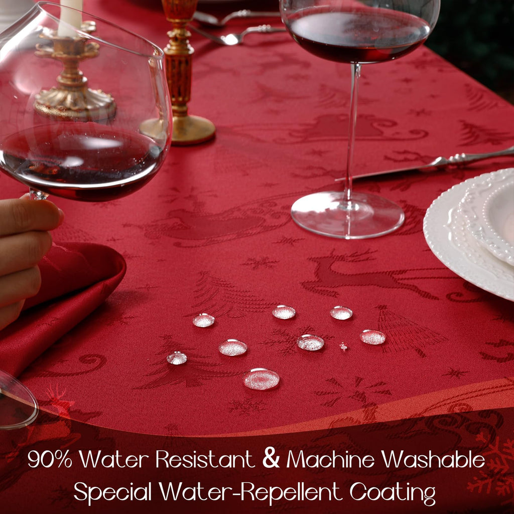 Christmas Jacquard Rectangle Tablecloth, 60 x 84 Inch, Red