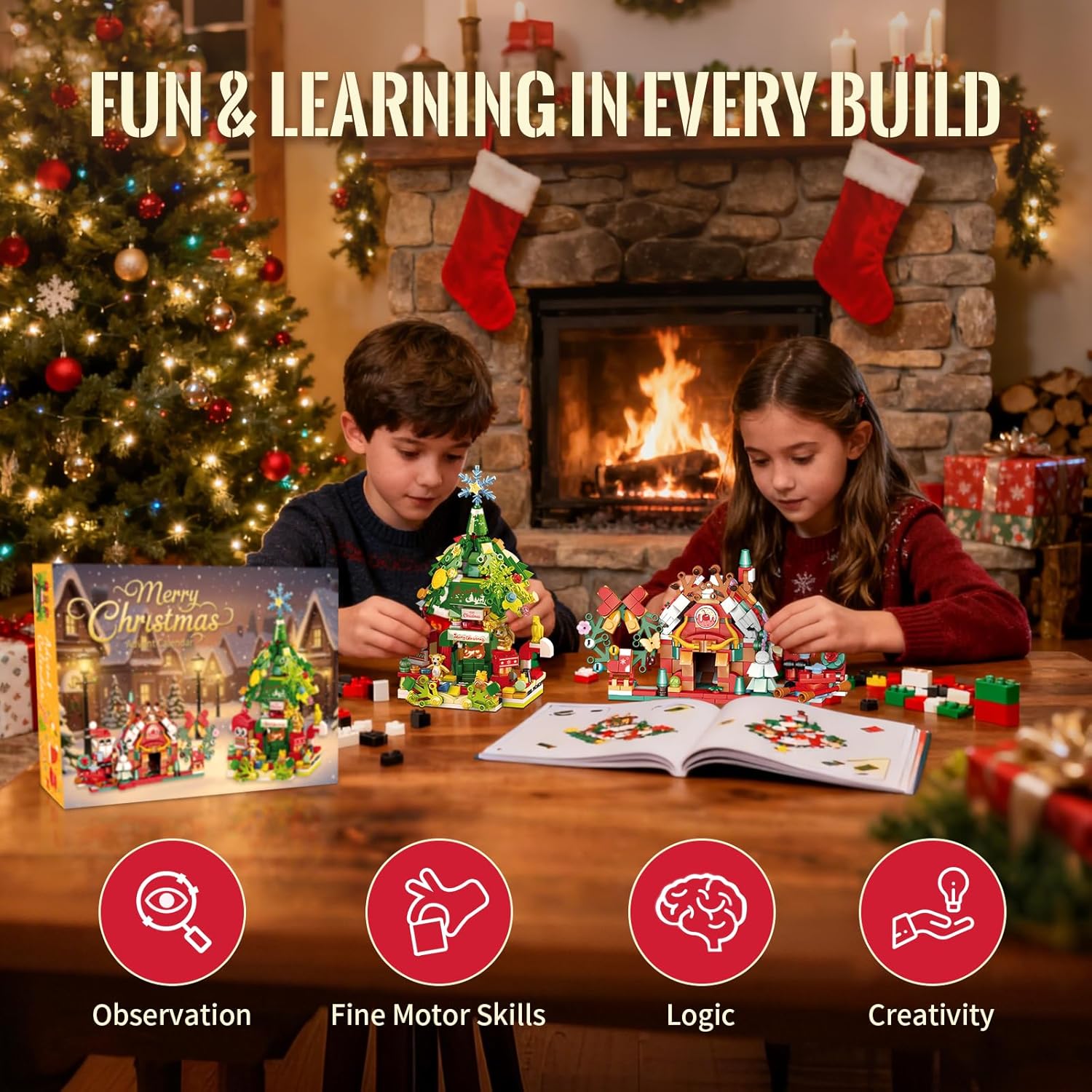 12-in-1 Building Blocks Set 300+ Pcs for Kids Ages 6-12 - Educational DIY Toy - Unique Easter Gifts for Kids, Boys &
