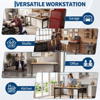 60 x 22 Inch Heavy-Duty Adjustable Height Workbench - 2000 LB Capacity Garage Work Table with Power Outlets, Locking