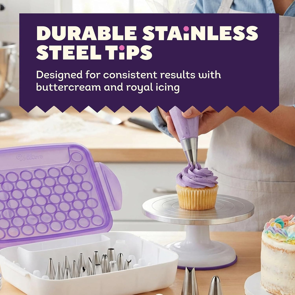 Master Cake Decorating Piping Tips Set, 55-Piece with Case