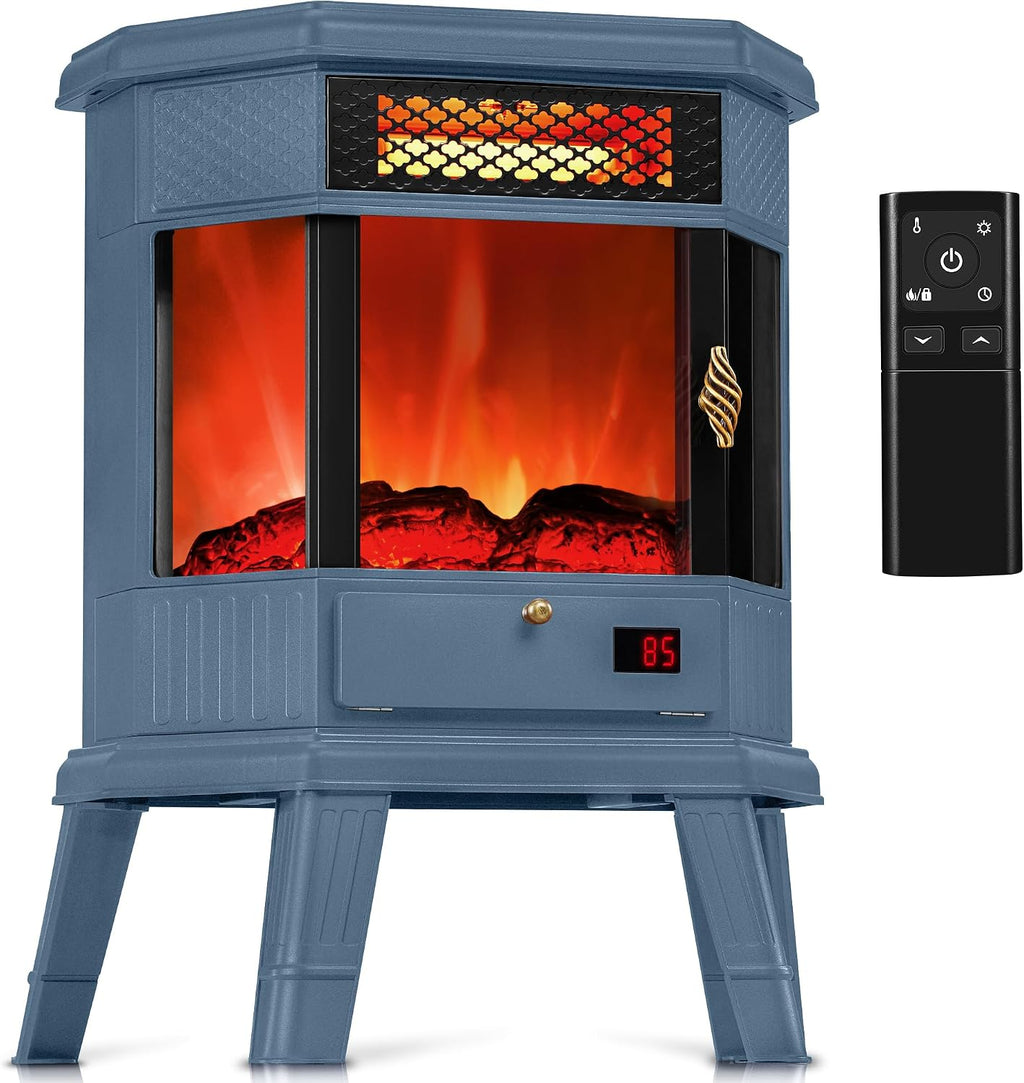 Electric Fireplace Heater 22 in Freestanding Fireplace Stove Infrared Fireplace with 3D Flame Effect Remoted Control