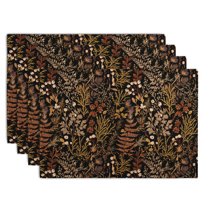 Fall Botanical Placemats Set of 4 Vintage Fern Leaf Autumn Place Mats Thanksgiving Farmhouse Heat Resistant Washable