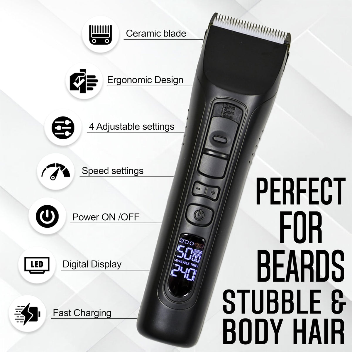 Beardscape V1 Cordless Beard Trimmer for Men with Ceramic Blade, Black