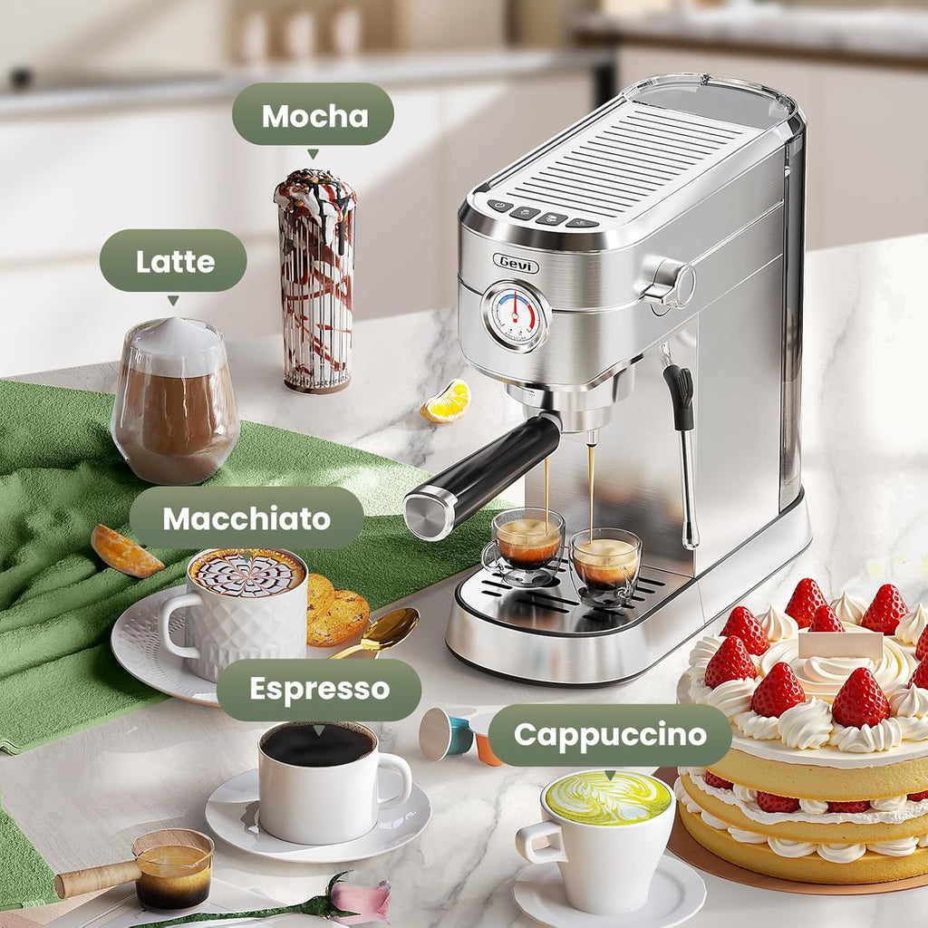 20 Bar Compact Espresso Machine for Home,Latte、Cappuccino Coffee Maker | Removable Water Tank; Include Necessary
