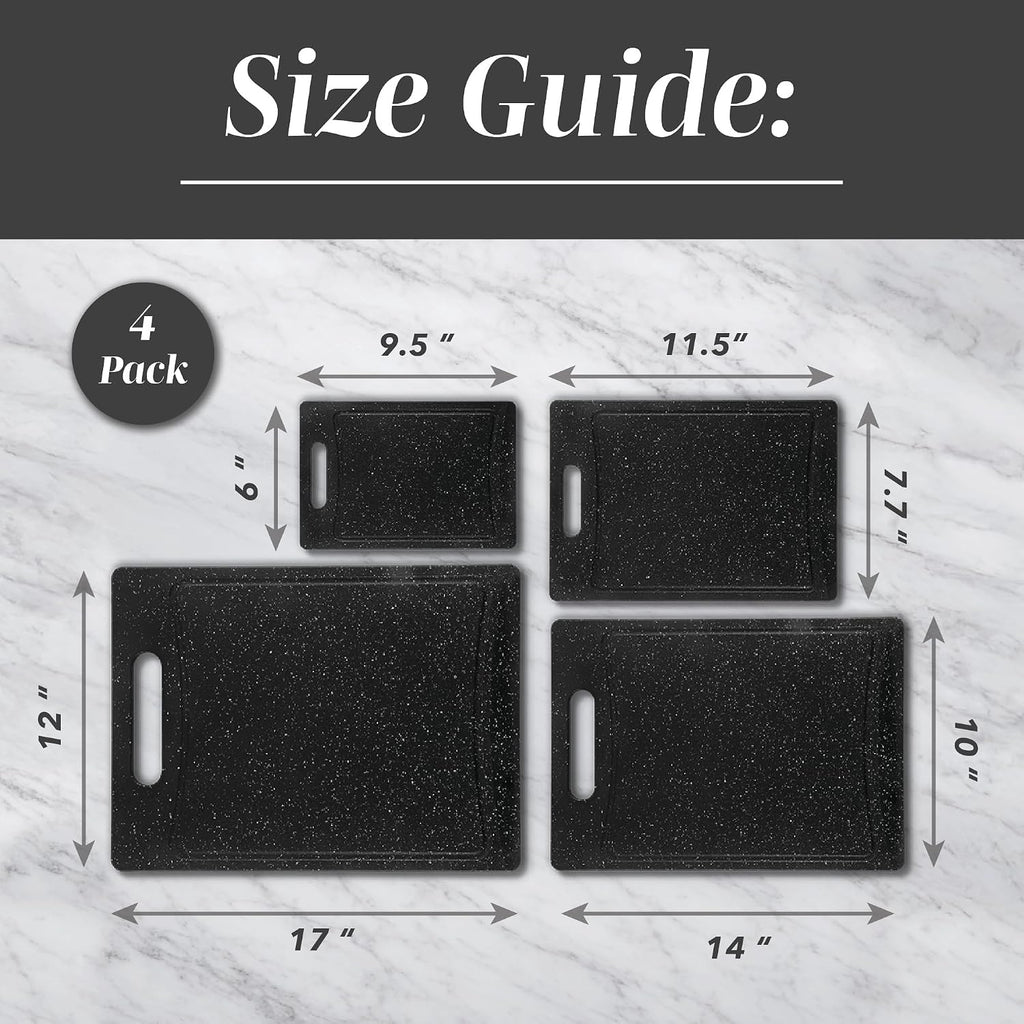 Non-Slip Cutting Board Set – Kitchen Essentials with Easy Grip Handle for Meat, Veggies, and Fruits, 4 Cutting