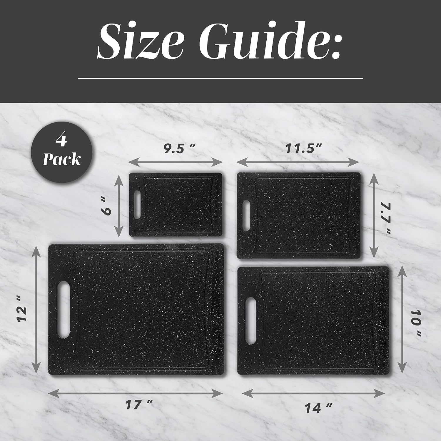 Non-Slip Cutting Board Set – Kitchen Essentials with Easy Grip Handle for Meat, Veggies, and Fruits, 4 Cutting