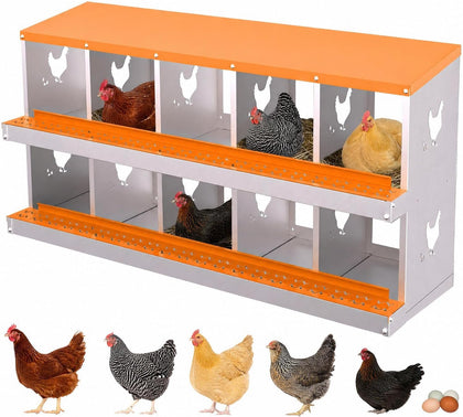 Chicken Nesting Boxes, Galvanized Steel Roll-Away Laying Boxes for Hens