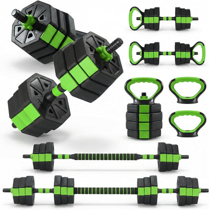 Adjustable Weight Set 66/88 Lbs, 4-in-1 Dumbbell Set and Barbell Weight Set for Home Gym, Converts to Kettlebell &