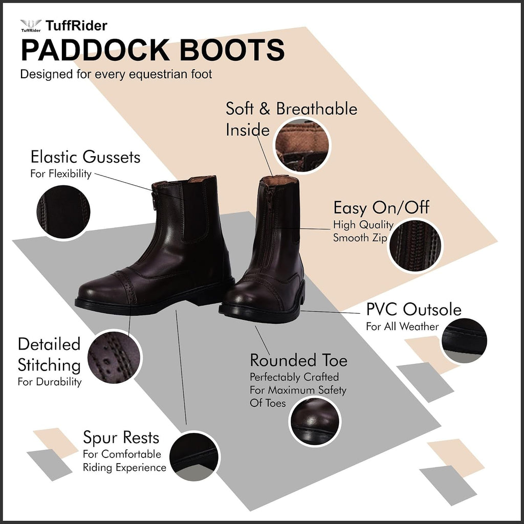 Women's Starter Front Zip Paddock Boots with free Socks | Durable, Easy to Clean Water-Resistant Horse Riding Boots