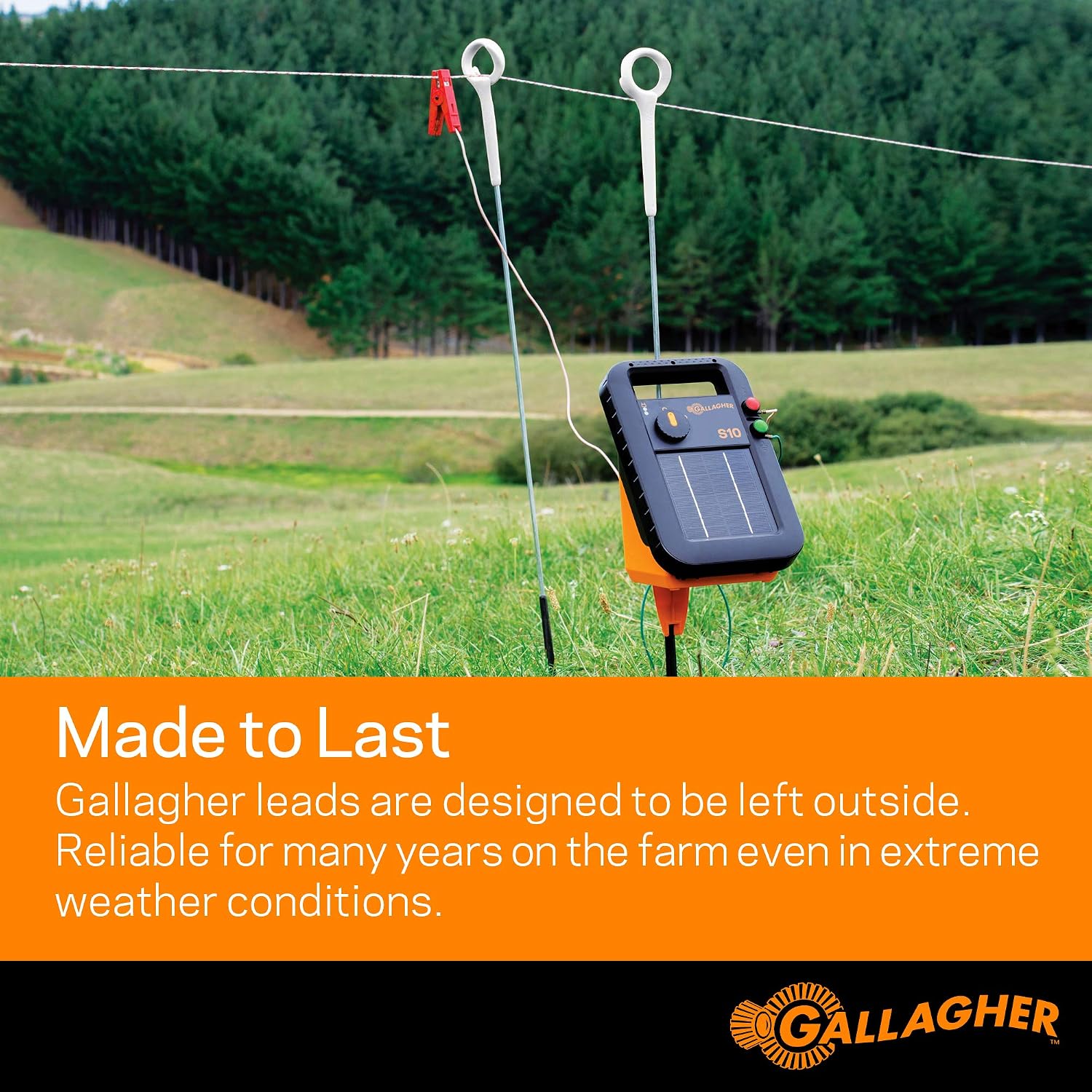 Fence Charger Leadset | Energizer Output Lead Set | Electric Fence Energizer Accessory with Red & Green Alligator