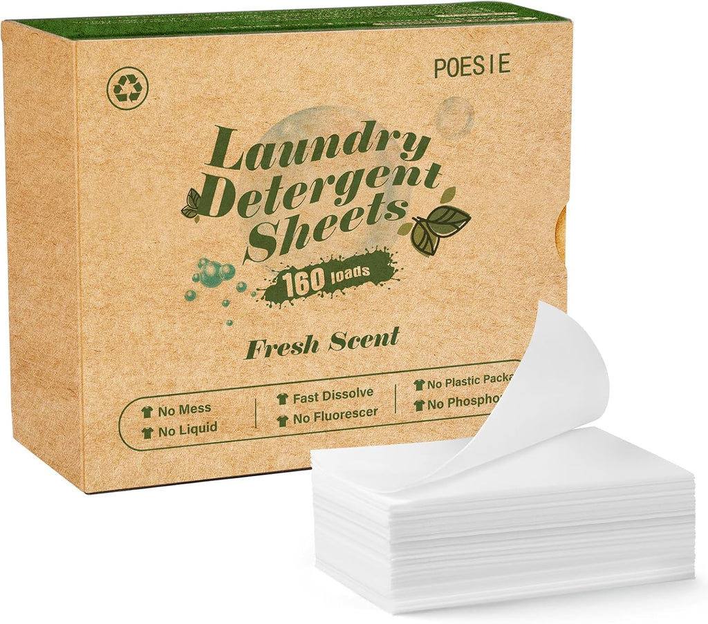 Laundry Detergent Sheets Fresh Scent 160 Count Fast Dissolve