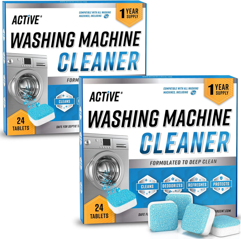 Washing Machine Cleaner Descaler 48 Pack - Value Size Deep Cleaning Tablets HE Front Loader & Top Load Washer, Septic