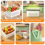 5-Pack Fruit Storage Containers for Fridge with Removable Colanders, 4 in 1 Produce Storage Containers with Lids