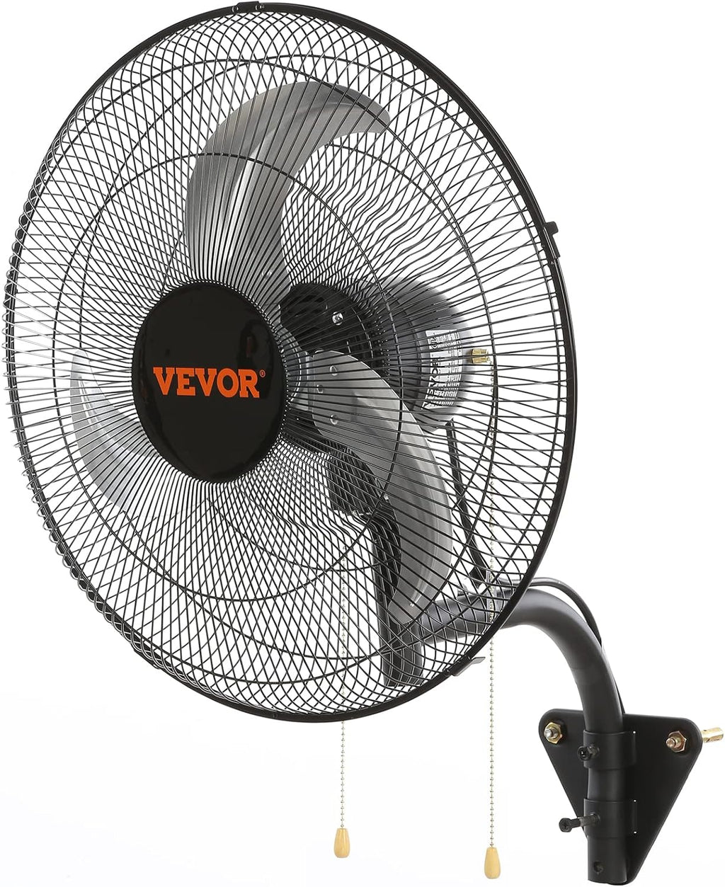 VEVOR Wall Mount Fan, 18 inch, 3-Speed, 4000 CFM Oscillating Fan, Black