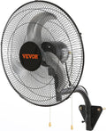 VEVOR Wall Mount Fan, 18 inch, 3-Speed, 4000 CFM Oscillating Fan, Black