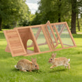Small Chicken Coop, Wooden Rabbit Hutch Outdoor(Natural Wood)