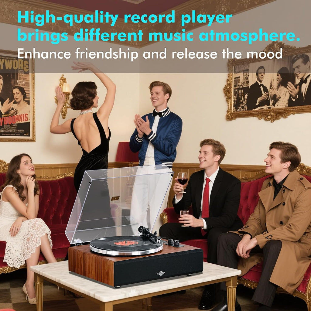 Bluetooth Record Player with Speakers,Vinyl Player for 7/10/ Records | Turntable With AT-3600L Magnetic Cartridge &