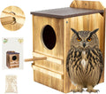9'' x 14.5'' Owl House for Outdoor, Screech Owl House, Bird Box Large Handmade Wooden Circular Opening Screech Box