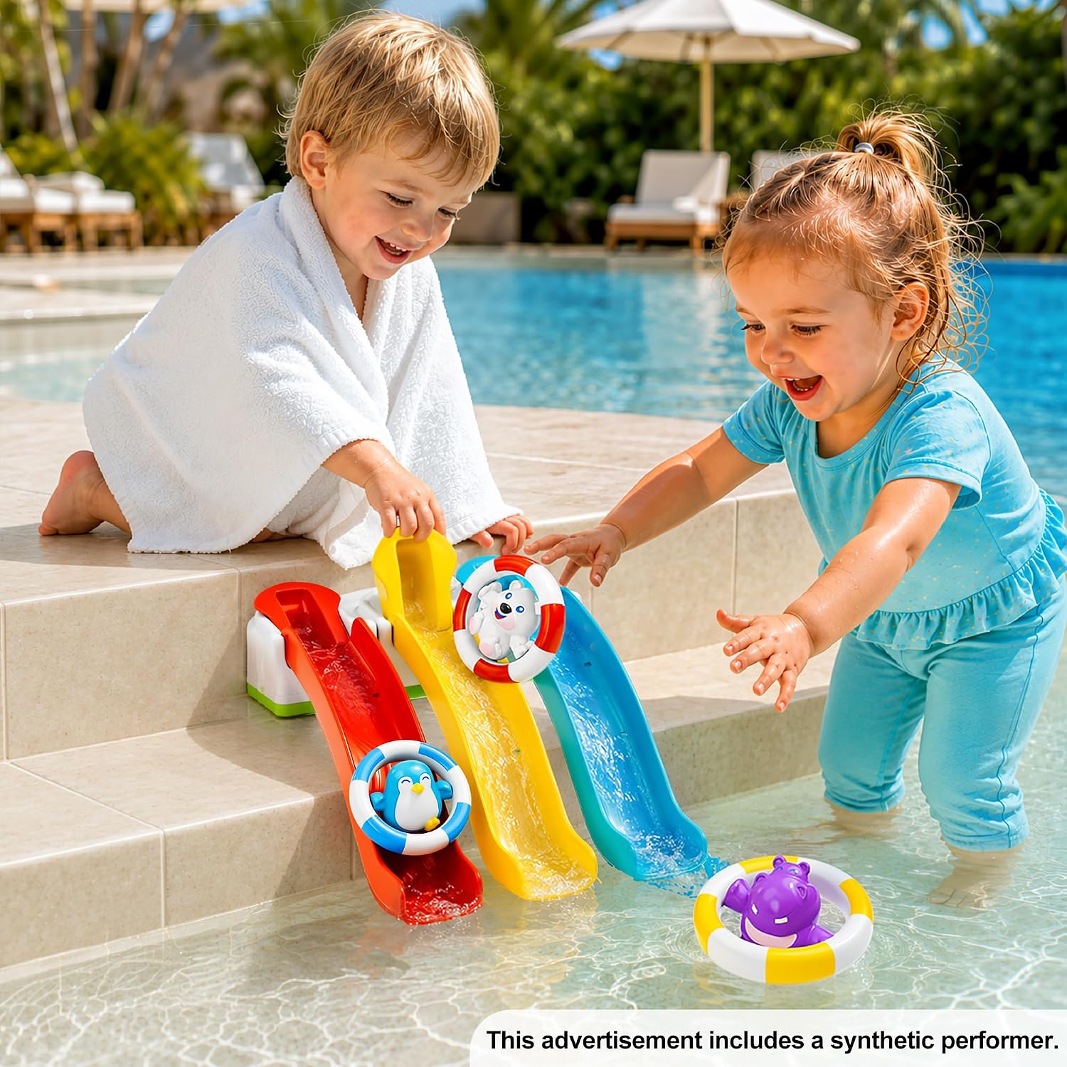 Baby Infant Slide Bath Toys, Bathtub Float Animal Toddler 1-3 | Fun Bathtime Shower Toy, Kid Bathing Tub Pool Water