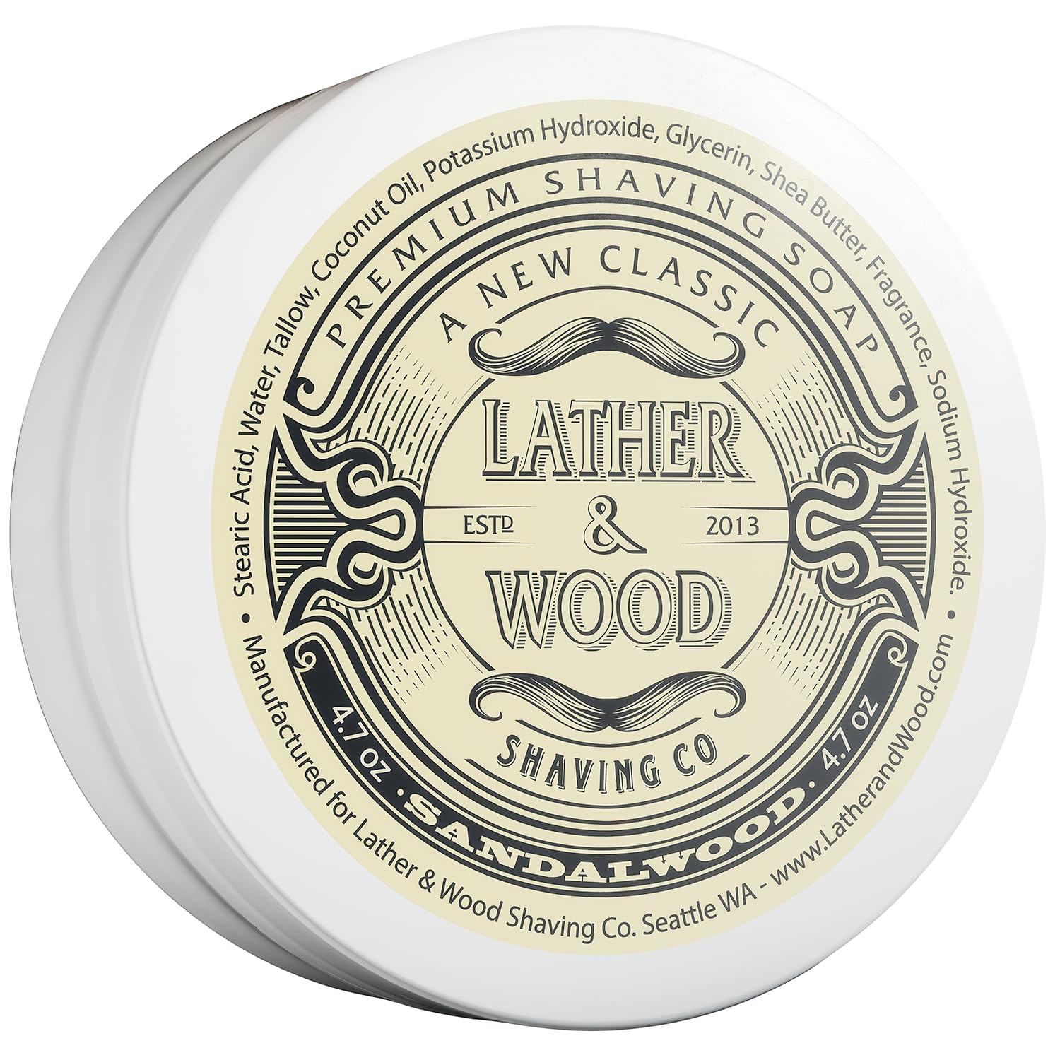 Lather & Wood Shaving Soap - Sandalwood - Simply The Best Luxury Shaving Cream - Tallow - Dense Lather with Fantastic