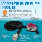 3/4 Bilge Pump Hose Kit, Includes 6.5 Ft Hose, Thru Hull Discharge Outlet
