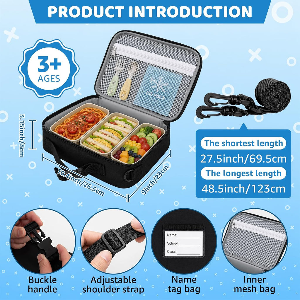 Game Console Insulated Lunch Bag lonchera for Teen Boys Girls Kids, Reusable Large Capacity Gamer Lunch Box with name