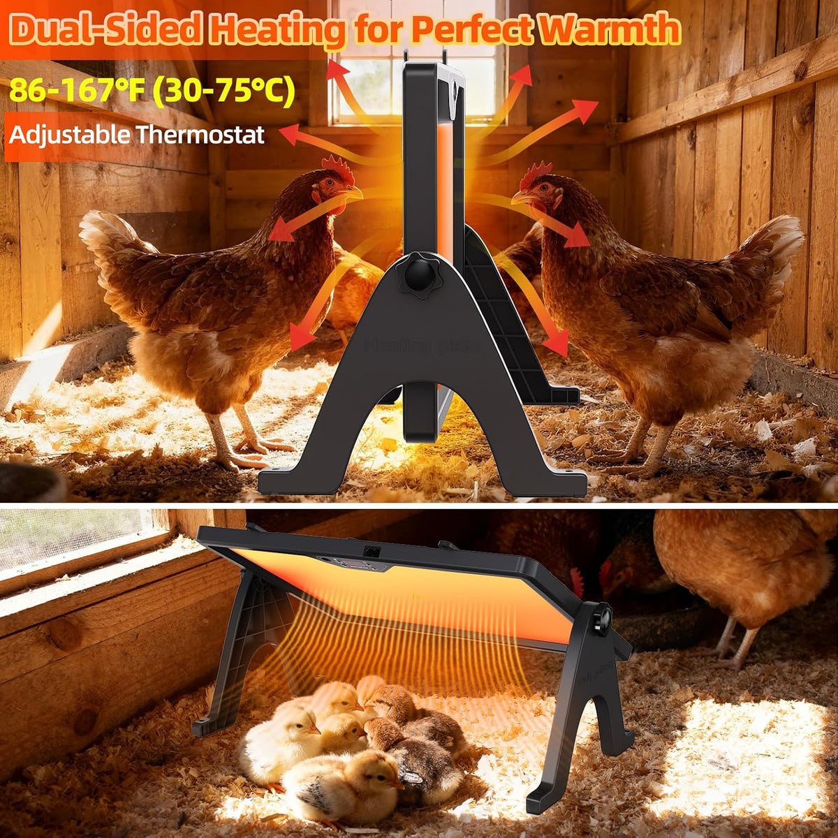 Brooder Plate for Chicks with Remote Control, Double-Sided Chick Heat Plate, Night Light, 4 Timer Modes, LED Light
