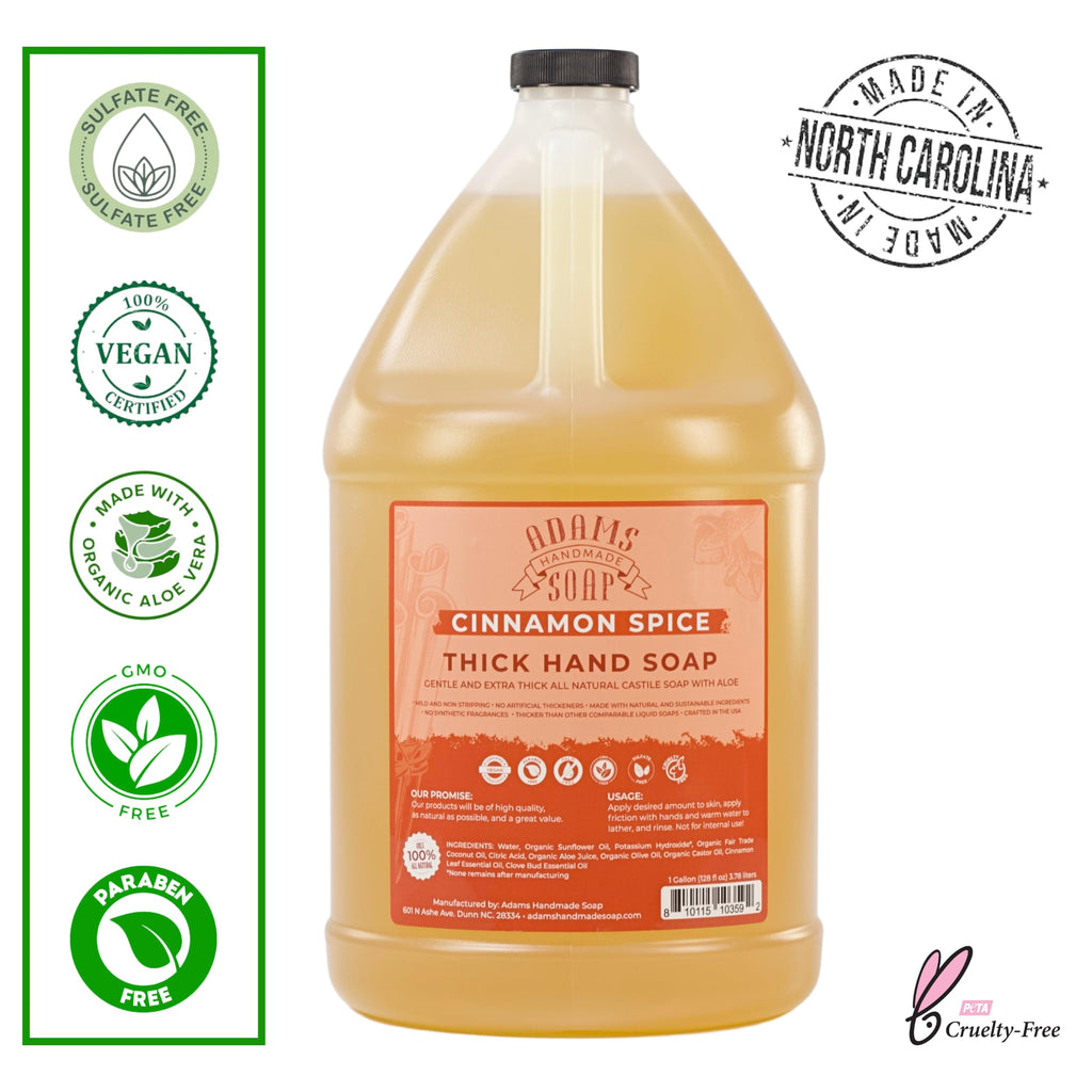 Thick Organic Castile Liquid Hand Soap 1 Gallon Refill - Cinnamon Spice