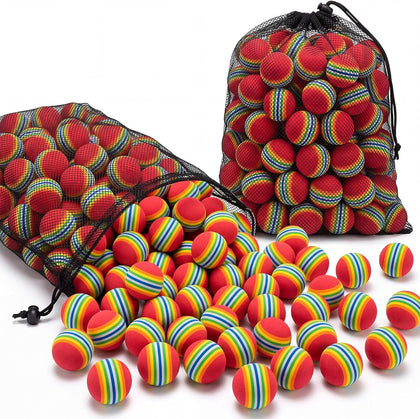 Teyva 100 Pcs Foam Golf Practice Balls EVA Rainbow Soft Indoor Outdoor