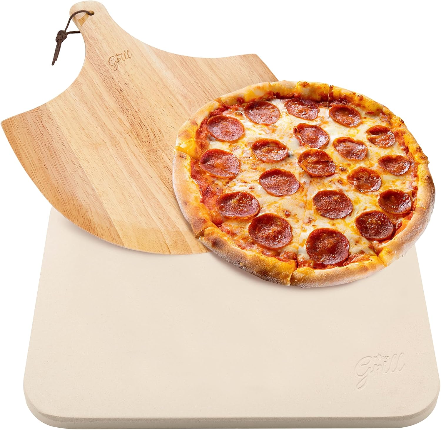 Rectangular Pizza Stone, 15 x 12 Inch Cordierite Stone with Peel