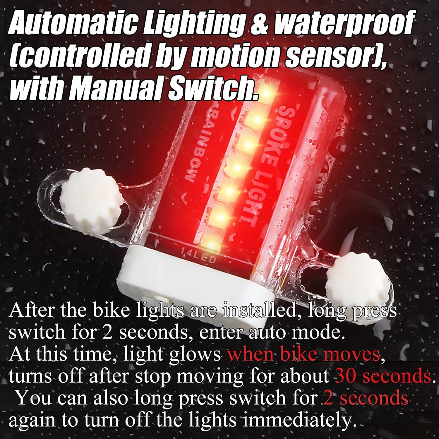 LED Bike Wheel Lights - A12 Waterproof Cool Bicycle Tire Light, Safety Spoke Lights for Kids Boys Girls Men Women, 30